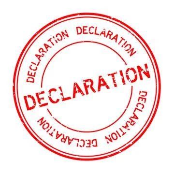Grunge red declaration word round rubber seal stamp on white background 스톡 일러스트