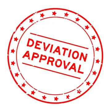 Grunge red deviation approval word round rubber seal stamp on white backgroun Stock Illustration