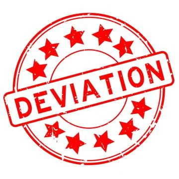 Grunge red deviation word with star icon round rubber seal stamp on white bac Stock Illustration