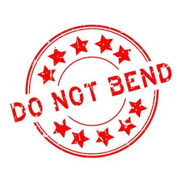 Grunge red do not bend word with star icon round rubber seal stamp on white b Stock Illustration