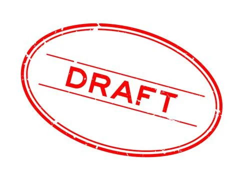 Grunge red draft word oval rubber seal stamp on white background Stock Illustration