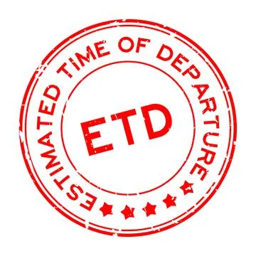 Grunge red ETD estimated time of departure word round rubber seal stamp on wh Stock-Illustration