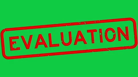 Grunge red evaluation word square rubber seal stamp zoom in green background Stock Footage 155107510