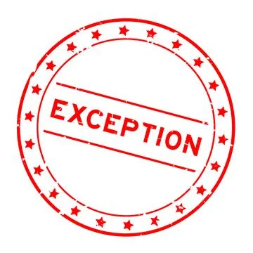 Grunge red exception word round rubber seal stamp on white background Stock Illustration
