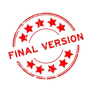 Grunge red final version word with star icon round rubber seal stamp on whi.. 스톡 일러스트