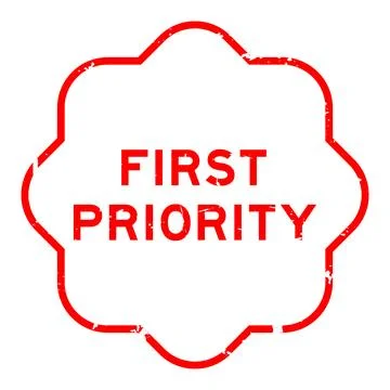Grunge red first priority word rubber seal stamp on white background Stock Illustration