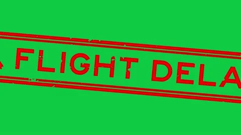 Grunge red flight delay word with plan icon square rubber seal stamp zoom on  Stock Footage 149862662