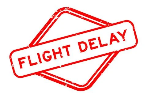 Grunge red flight delay word rubber seal stamp on white background Stock Illustration