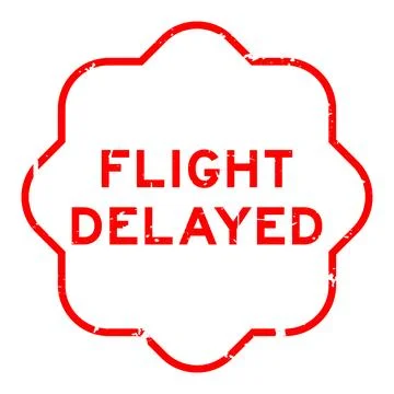 Grunge red flight delayed word rubber seal stamp on white background Stock Illustration