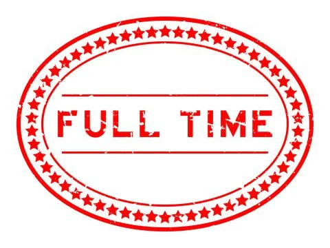 Grunge red full time word oval rubber seal stamp on white background Ilustração Stock