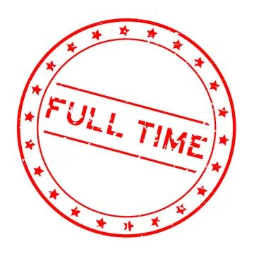 Grunge red full time word round rubber seal stamp on white background Ilustração Stock