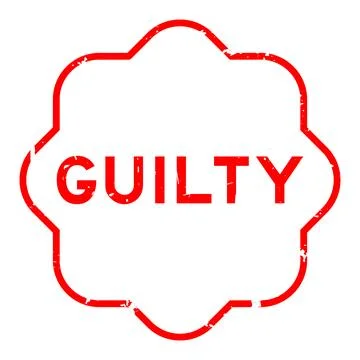 Grunge red guilty word square rubber seal stamp on white background 스톡 일러스트