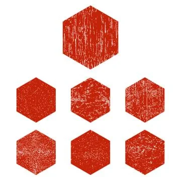 Grunge red hexagon Stock Illustration