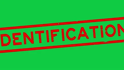 Grunge red identification word square rubber seal stamp zoom on green backgro Stock Footage 156638153
