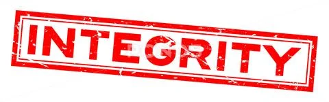 Grunge red integrity word square rubber seal stamp on white background Stock Illustration