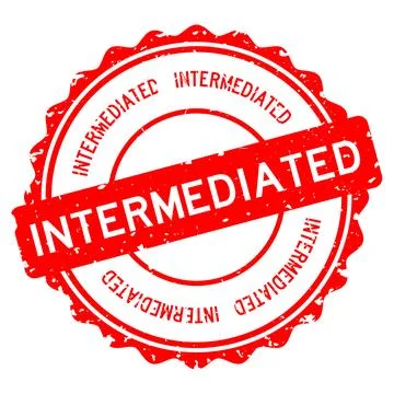 Grunge red intermediated word round rubber seal stamp on white background Illustrazione stock