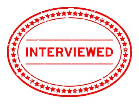 Grunge red interviewed word oval rubber seal stamp on white background Stock Illustration