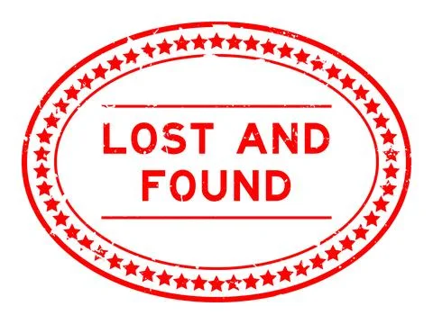 Grunge red lost and found word oval rubber seal stamp on white background Stock Illustration