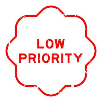 Grunge red low priority word rubber seal stamp on white background Stock Illustration