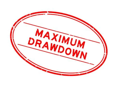 Grunge red maximum drawdown word oval rubber seal stamp on white background Stock-Illustration