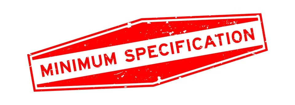 Grunge red minimum specification word hexagon rubber seal stamp on white ba.. Stock Illustration