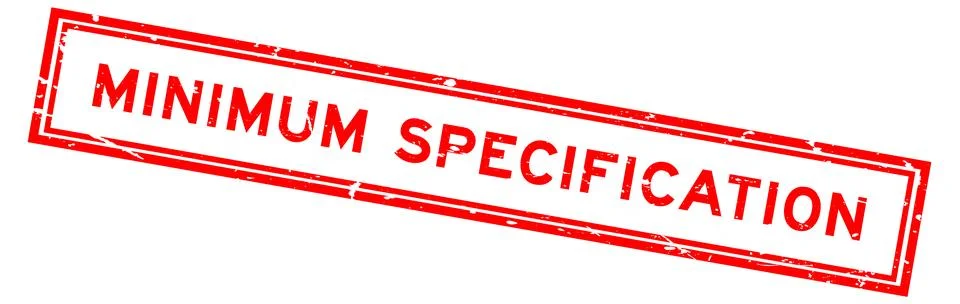 Grunge red minimum specification word square rubber seal stamp on white bac.. Stock Illustration