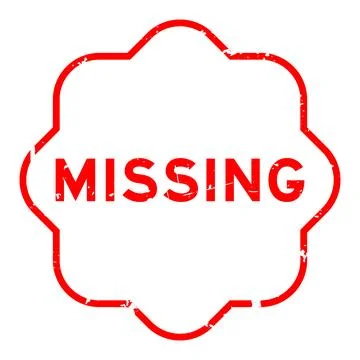 Grunge red missing word rubber seal stamp on white background Stock Illustration