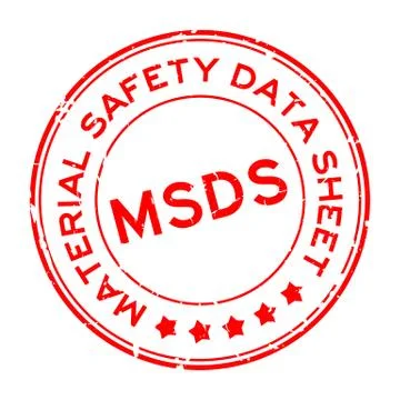 Grunge red MSDS (Abbreviation of material safety data sheet) word round rubbe Illustrazione stock