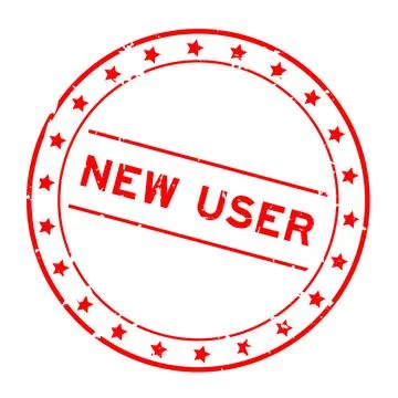 Grunge red new user word round rubber seal stamp on white background 스톡 일러스트