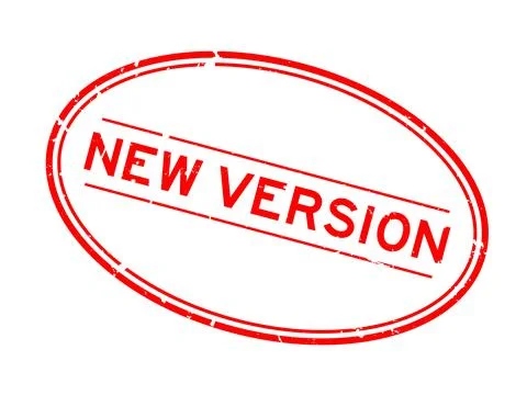 Grunge red new version word oval rubber seal stamp on white background Illustrazione stock