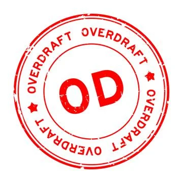 Grunge red OD overdraft word round rubber seal stamp on white background Stock Illustration