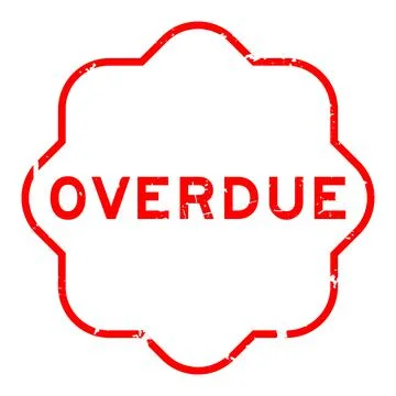 Grunge red overdue word rubber seal stamp on white background Stock Illustration