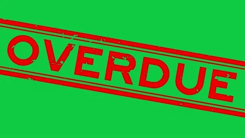 Grunge red overdue word square rubber seal stamp zoom on green background Stock Footage 199816145