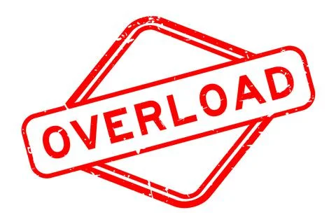 Grunge red overload word rubber seal stamp on white background Ilustração Stock