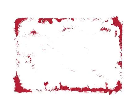 Grunge red paintbrush strokes vector frame, messy rectangle border with Stock Illustration