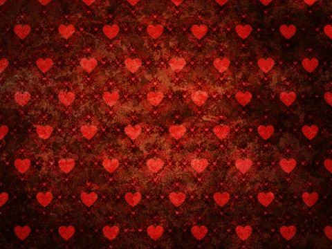 Grunge red pattern with hearts Stock Illustration