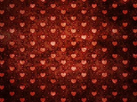 Grunge red pattern with hearts Stock Illustration