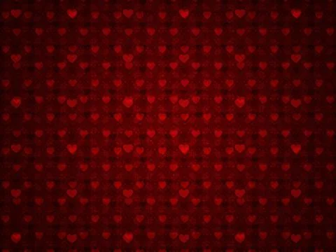 Grunge red pattern with hearts Stock Illustration