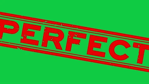 Grunge red perfect word square rubber seal stamp zoom on green background Stock Footage 205075361