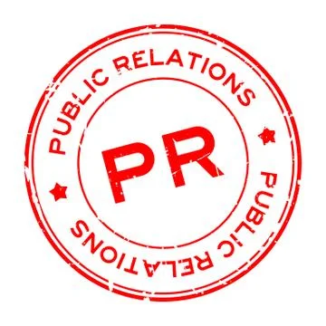 Grunge red PR Public Relations word round rubber seal stamp on white backgrou Stock Illustration