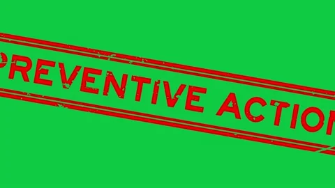 Grunge red preventive action word square rubber seal stamp zoom on green back Vídeo Stock 214345405