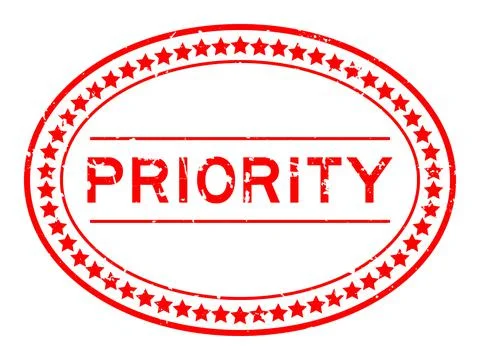 Grunge red priority word oval rubber seal stamp on white background Stockillustratie