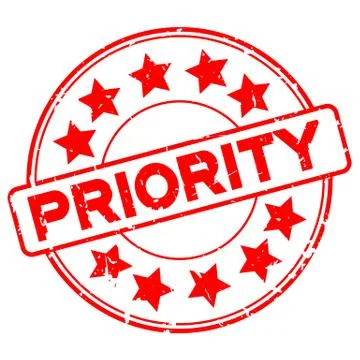 Grunge red priority wording round rubber seal stamp on white background Stock Illustration