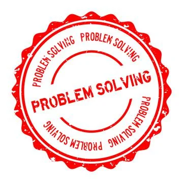 Grunge red problem solving word round rubber seal stamp on white background Illustrazione stock