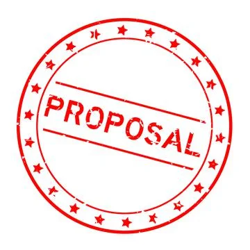 Grunge red proposal word round rubber seal stamp on white background Illustrazione stock