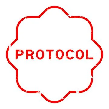Grunge red protocol word rubber seal stamp on white background Stockillustratie