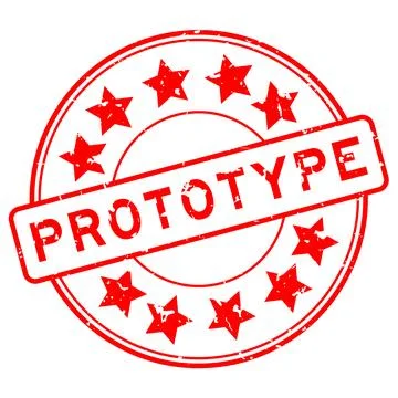 Grunge red prototype word with star icon round rubber seal stamp on white b.. Stock Illustration