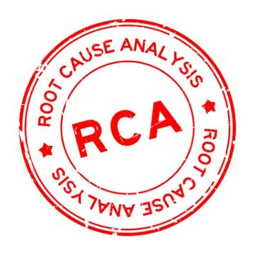 Grunge red RCA root cause analysis word round rubber seal stamp on white back イラスト素材