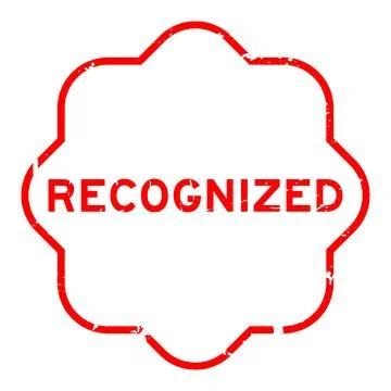 Grunge red recognized word rubber seal stamp on white background 스톡 일러스트