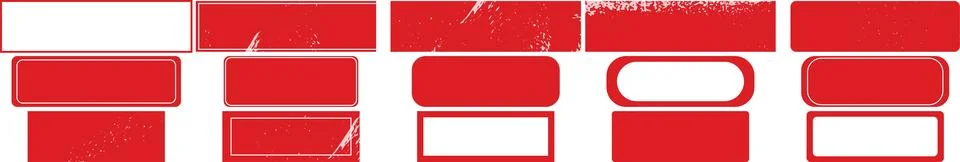 Grunge Red Rectangular and Rounded Frame Borders for Label Illustrazione stock